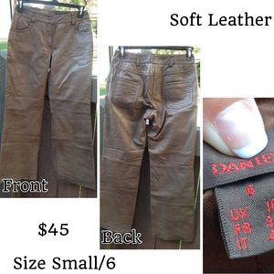 Brown leather ladies pants